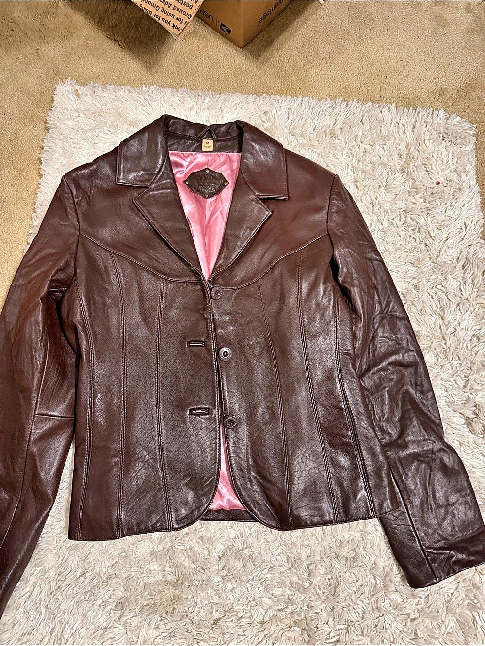 Wilson Leather Blazer Jacket in Brown Size Medium